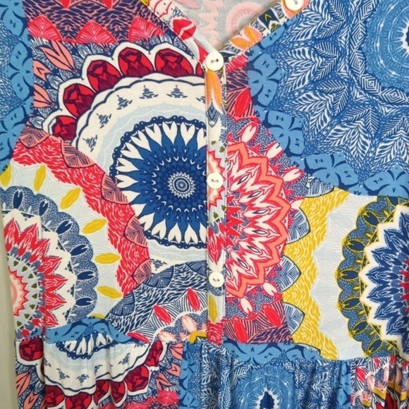 Lascana Mandala Print Sleeveless V Neck Dress Size 6 - Picture 3 of 10